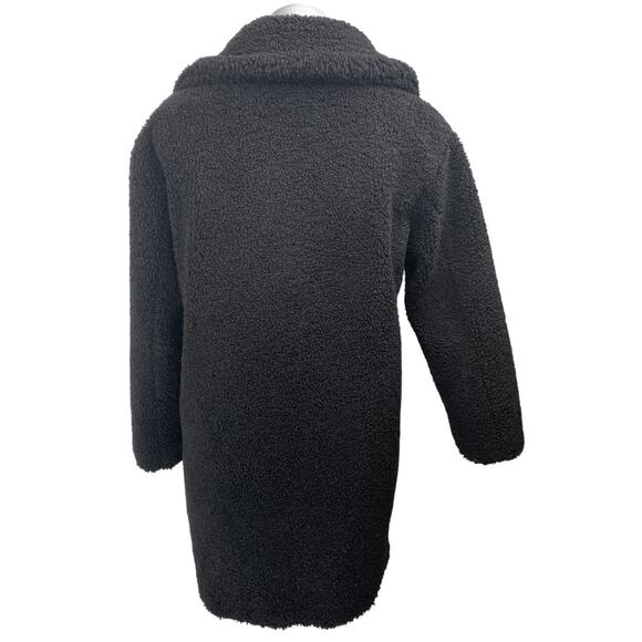 Apparis Women's Black Sherpa Fleece Double Breasted Teddy Trench Coat Jacket XS - Picture 2 of 5